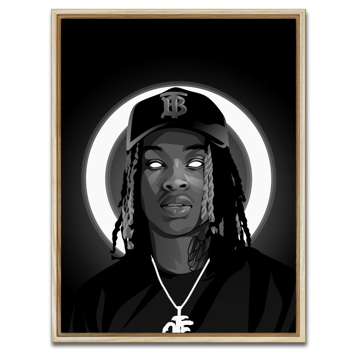 AUTO-MOCKUP WHITE | King Von Grayscale | 1 Piece | Natural Framed Canvas | group=3x4