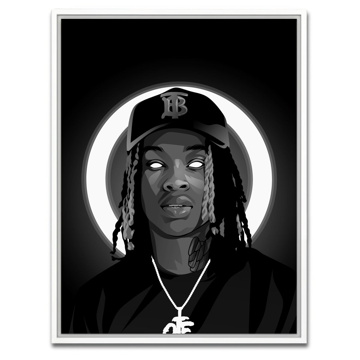 AUTO-MOCKUP WHITE | King Von Grayscale | 1 Piece | White Framed Canvas | group=3x4