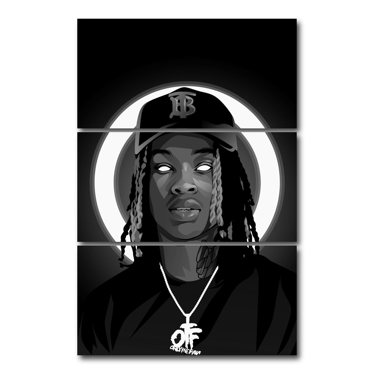 AUTO-MOCKUP WHITE | King Von Grayscale | 3 Piece | Gallery Wrap Canvas | group=12x24_stacked