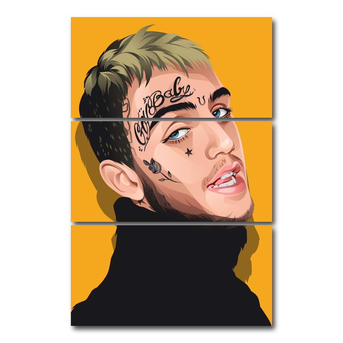 AUTO-MOCKUP WHITE | Lil Peep | 3 Piece | Gallery Wrap Canvas | group=12x24_stacked