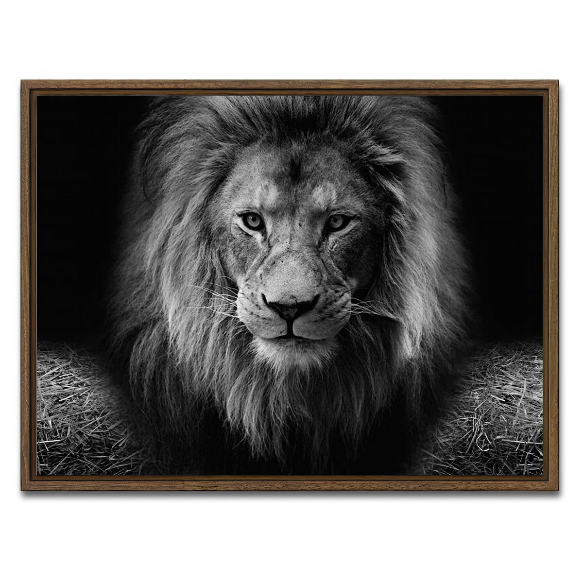 AUTO-MOCKUP WHITE | Lion head | 1 Piece | Walnut Framed Canvas | group=4x3