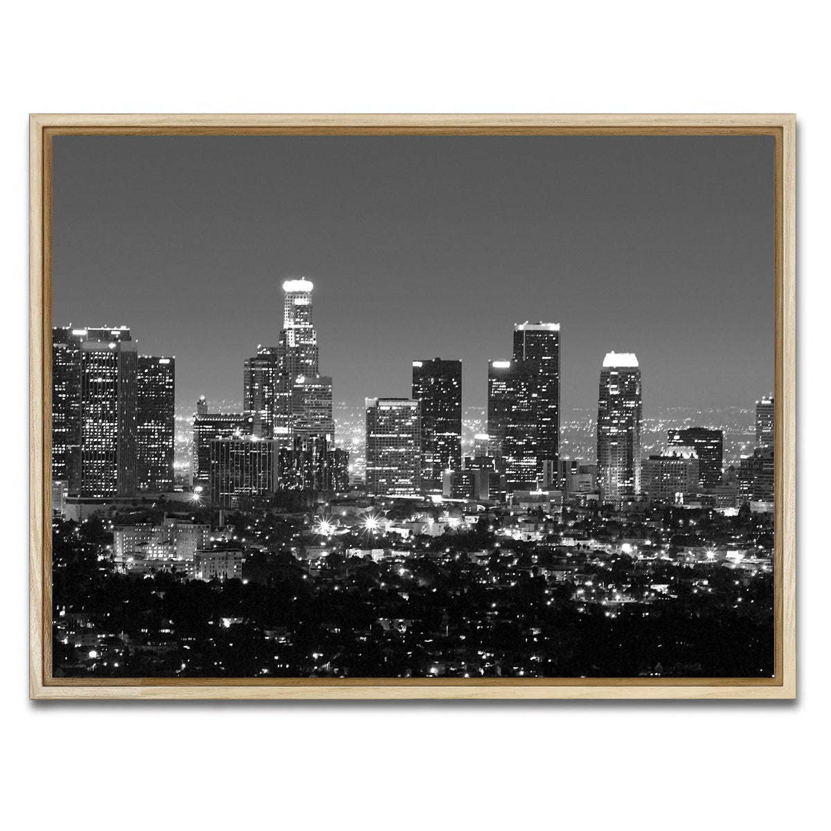AUTO-MOCKUP WHITE | Los Angeles Skyline Wall Art | 1 Piece | Natural Frame | group=4x3