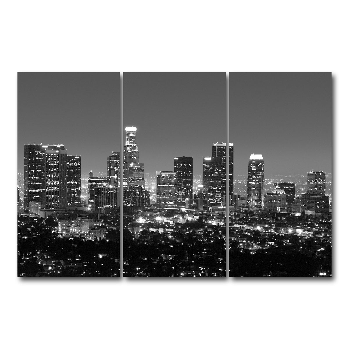 AUTO-MOCKUP WHITE | Los Angeles Skyline Wall Art | 3 Piece | Gallery Wrapped | group=12x24