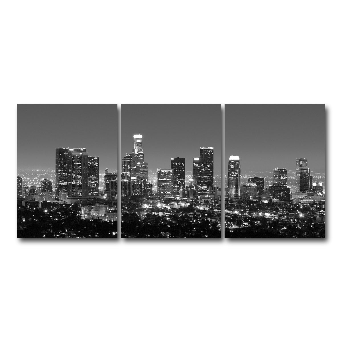 AUTO-MOCKUP WHITE | Los Angeles Skyline Wall Art | 3 Piece | Gallery Wrapped | group=18x24