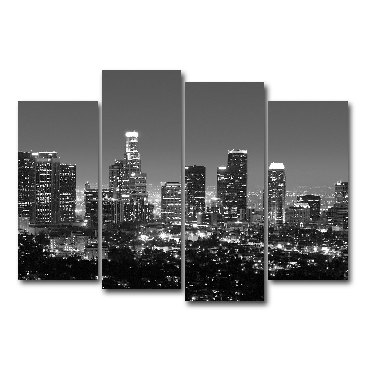 AUTO-MOCKUP WHITE | Los Angeles Skyline Wall Art | 4 Piece | Gallery Wrapped | group=4_normal