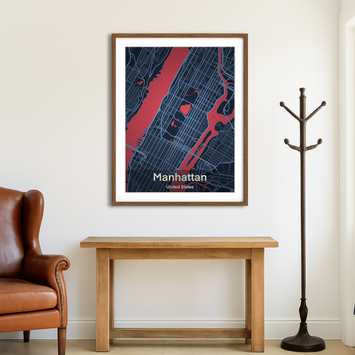 AUTO-MOCKUP ROOM | Manhattan Map Wall Art