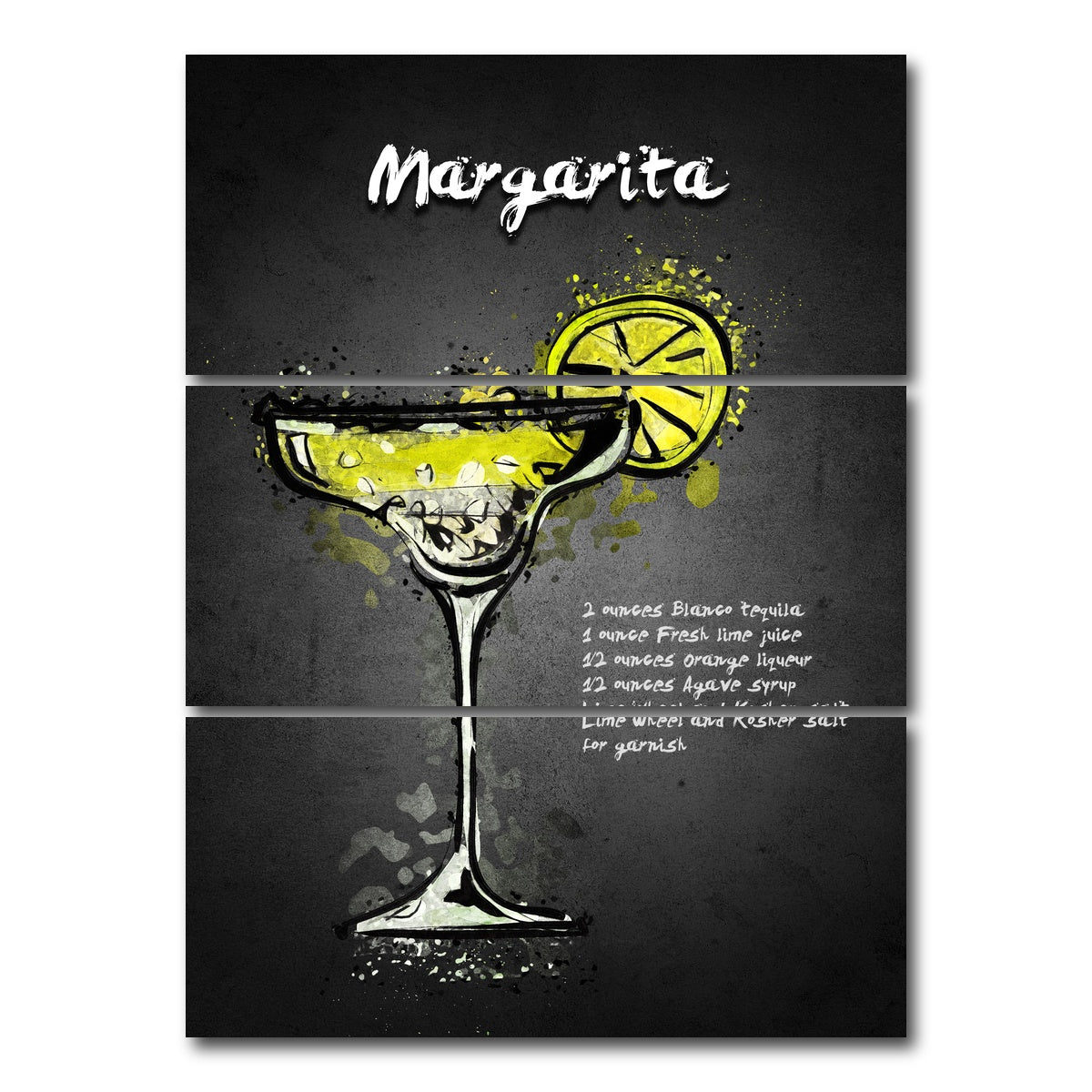 AUTO-MOCKUP WHITE | Margarita Recipe | 3 Piece | Gallery Wrap Canvas | group=8x18_stacked