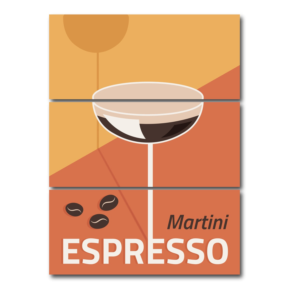 AUTO-MOCKUP WHITE | Martini Espresso Drink | 3 Piece | Gallery Wrap Canvas | group=8x18_stacked