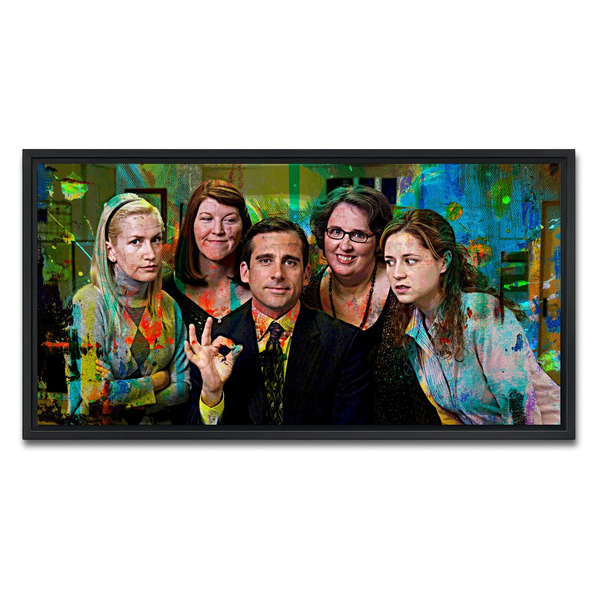 AUTO-MOCKUP WHITE | Michael & The Office Ladies | 1 Piece | Black Framed Canvas | group=2x1