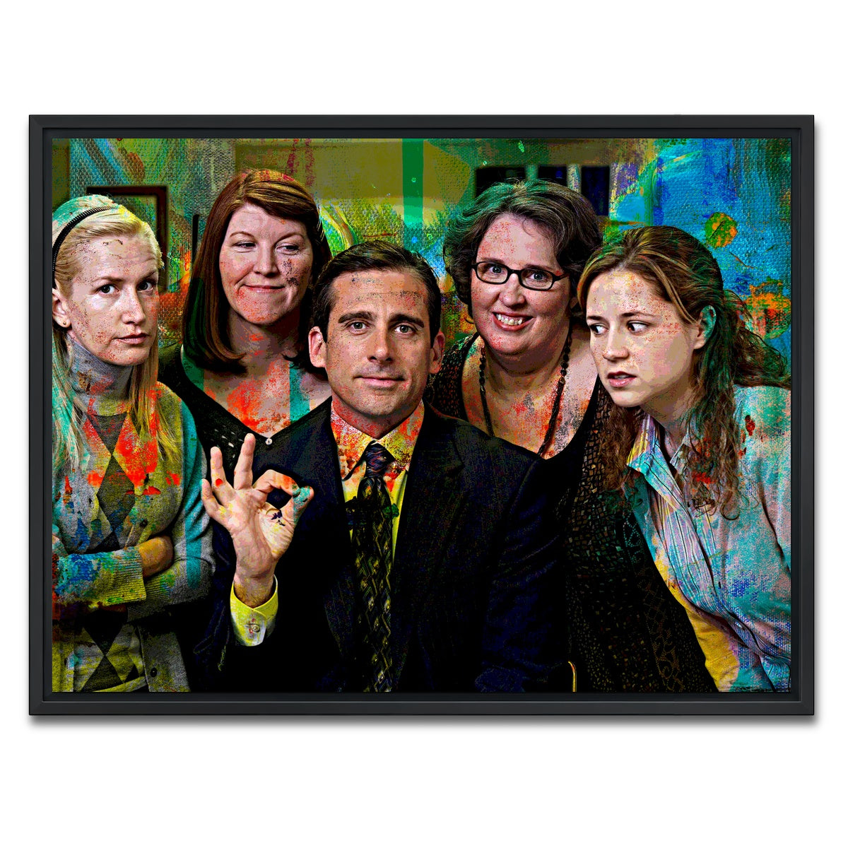 AUTO-MOCKUP WHITE | Michael & The Office Ladies | 1 Piece | Black Framed Canvas | group=4x3