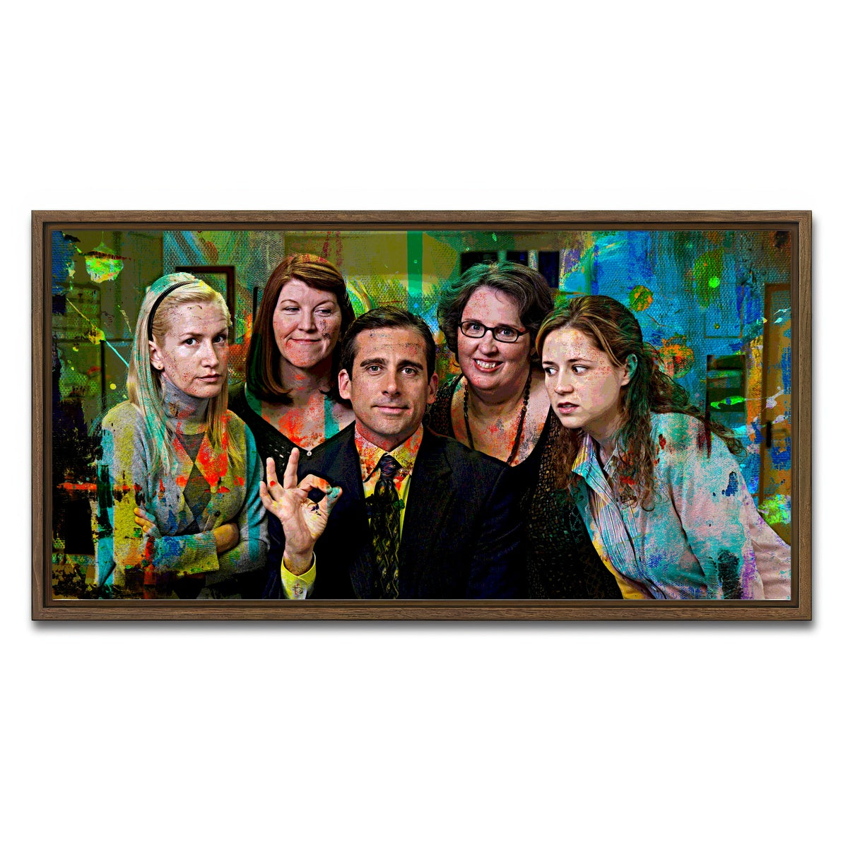 AUTO-MOCKUP WHITE | Michael & The Office Ladies | 1 Piece | Walnut Framed Canvas | group=2x1