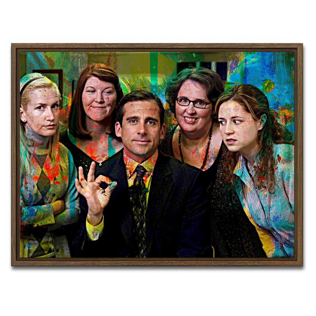 AUTO-MOCKUP WHITE | Michael & The Office Ladies | 1 Piece | Walnut Framed Canvas | group=4x3
