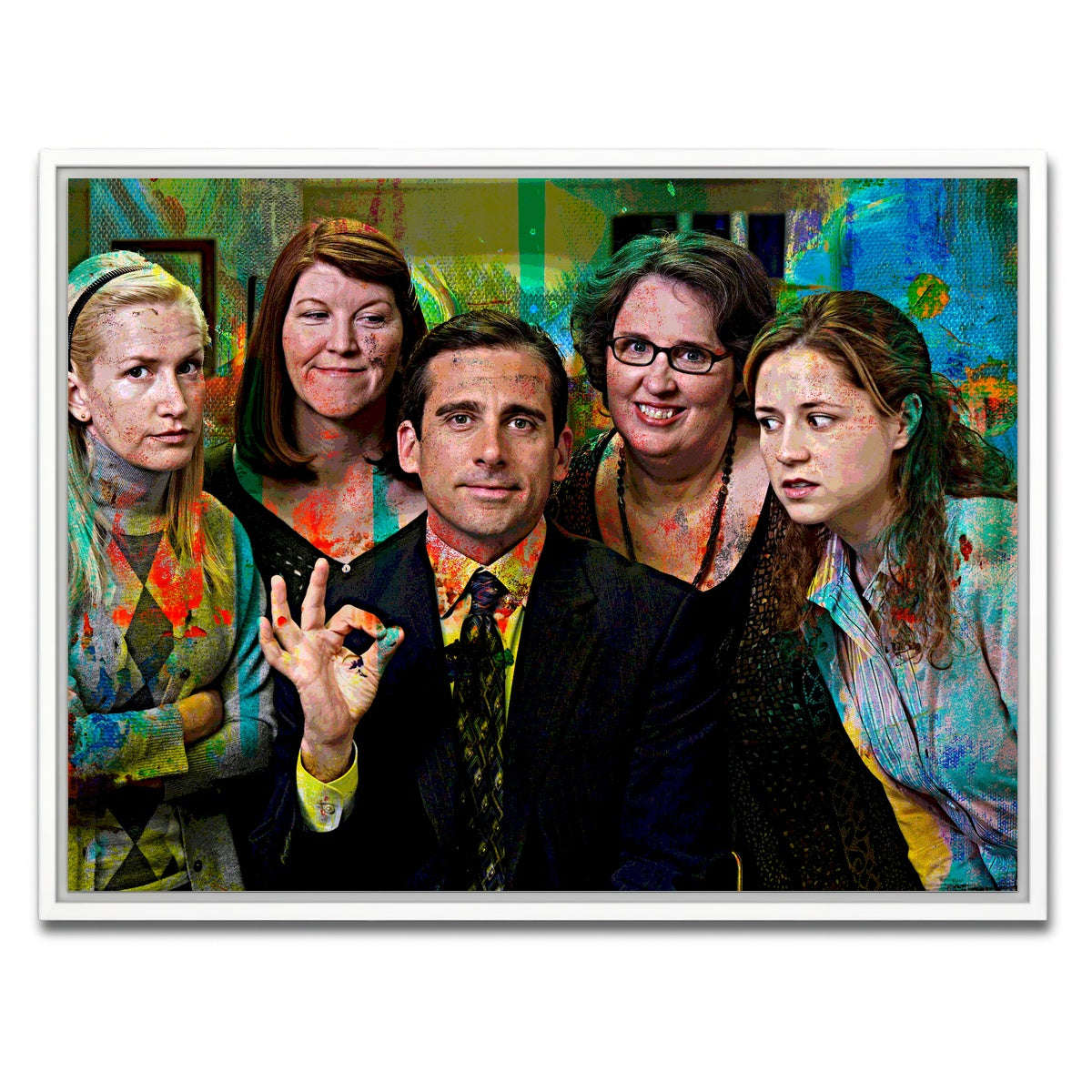 AUTO-MOCKUP WHITE | Michael & The Office Ladies | 1 Piece | White Framed Canvas | group=4x3