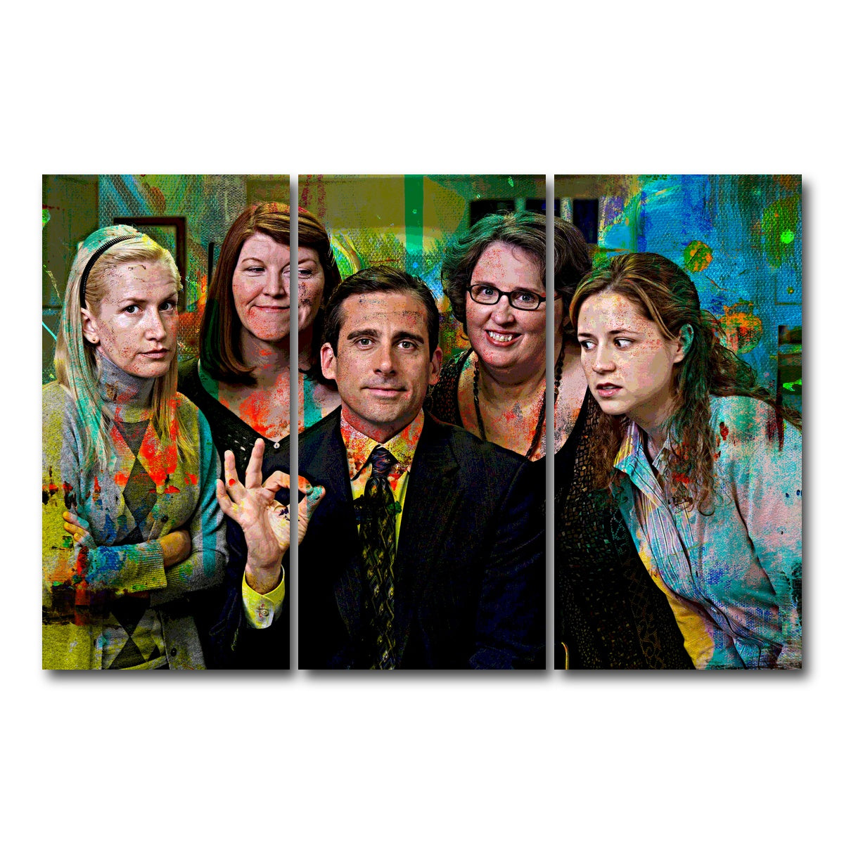 AUTO-MOCKUP WHITE | Michael & The Office Ladies | 3 Piece | Gallery Wrap Canvas | group=12x24