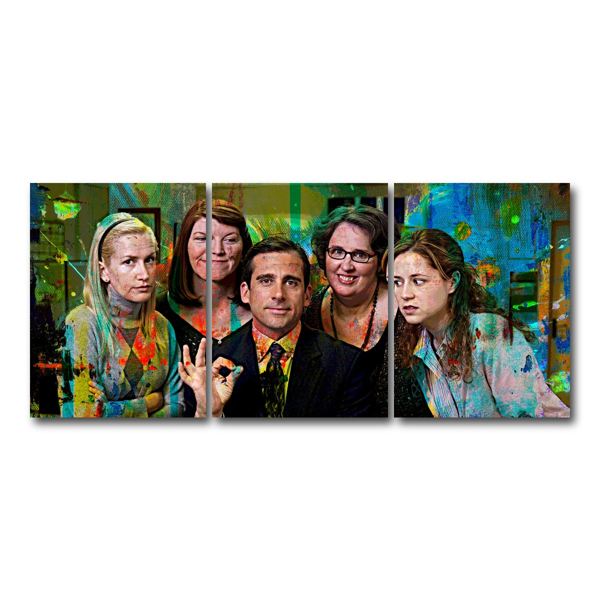 AUTO-MOCKUP WHITE | Michael & The Office Ladies | 3 Piece | Gallery Wrap Canvas | group=18x24