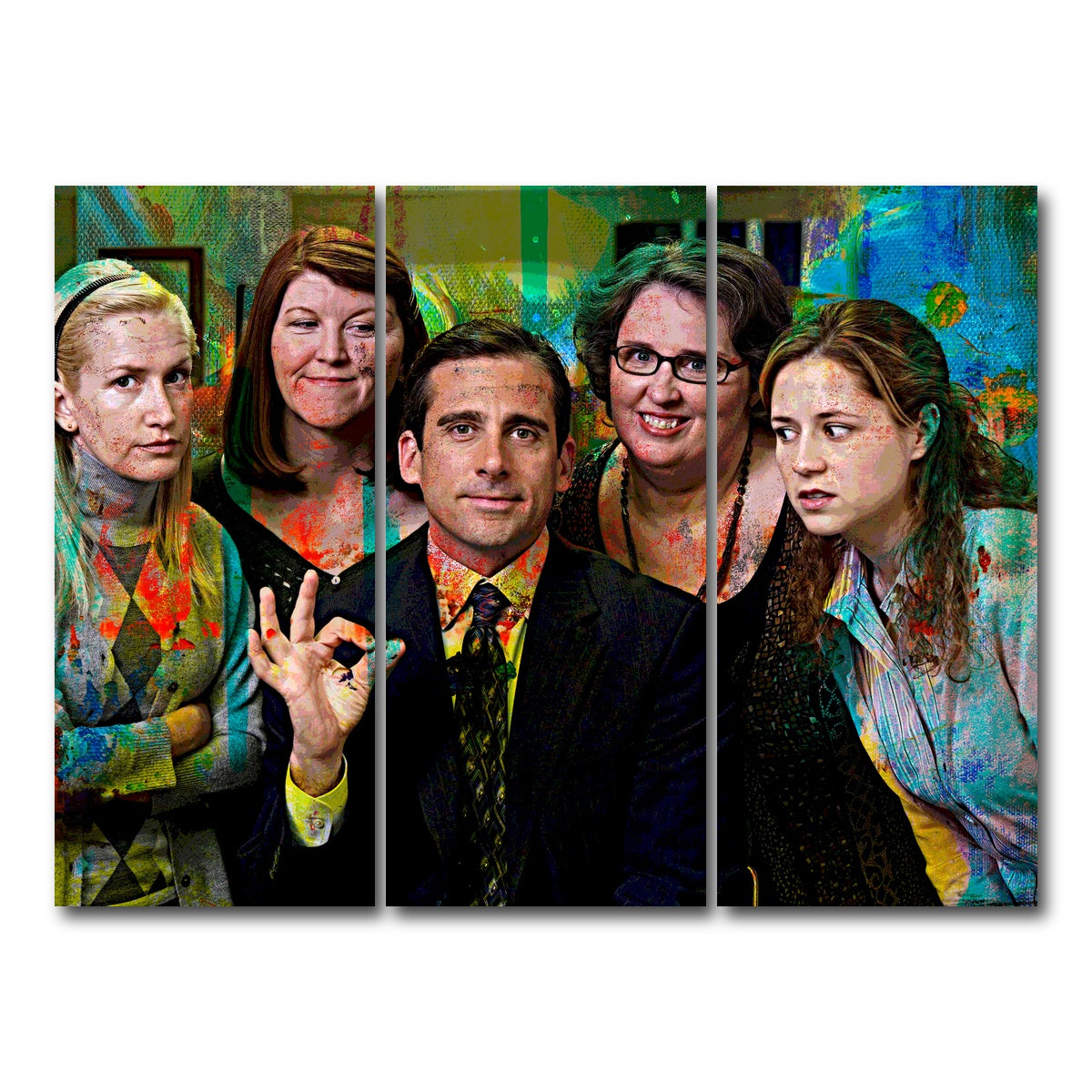 AUTO-MOCKUP WHITE | Michael & The Office Ladies | 3 Piece | Gallery Wrap Canvas | group=8x18