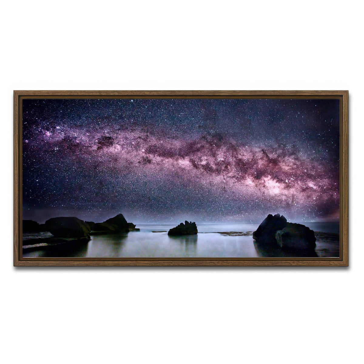 AUTO-MOCKUP WHITE | Milky Way Galaxy | 1 Piece | Walnut Framed Canvas | group=2x1