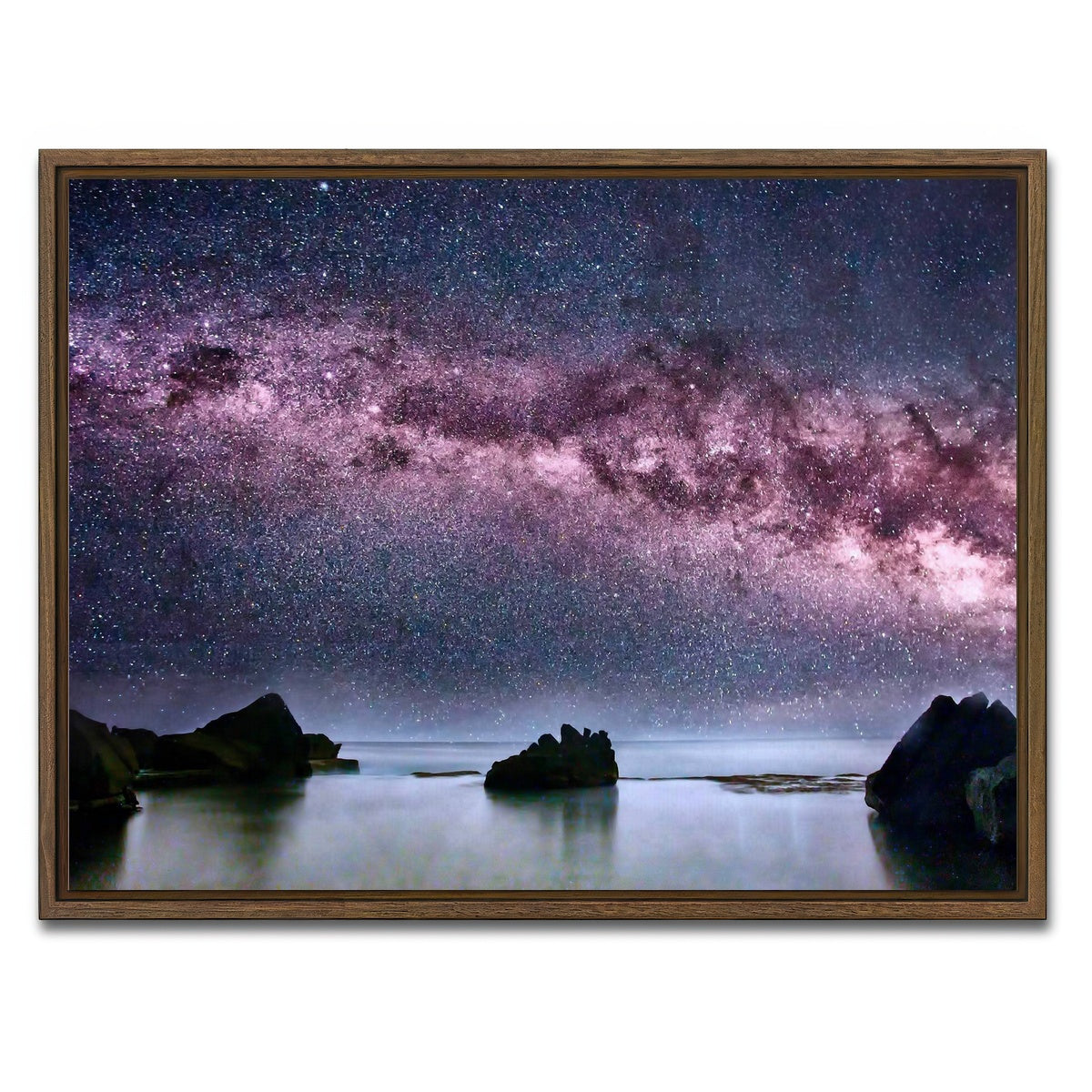 AUTO-MOCKUP WHITE | Milky Way Galaxy | 1 Piece | Walnut Framed Canvas | group=4x3
