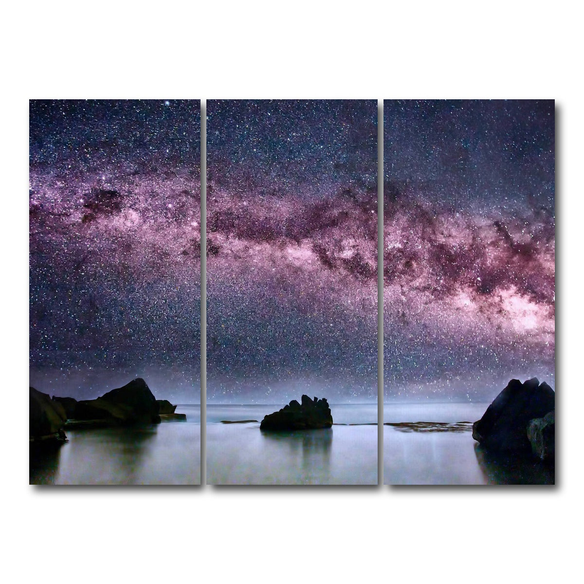 AUTO-MOCKUP WHITE | Milky Way Galaxy | 3 Piece | Gallery Wrap Canvas | group=8x18