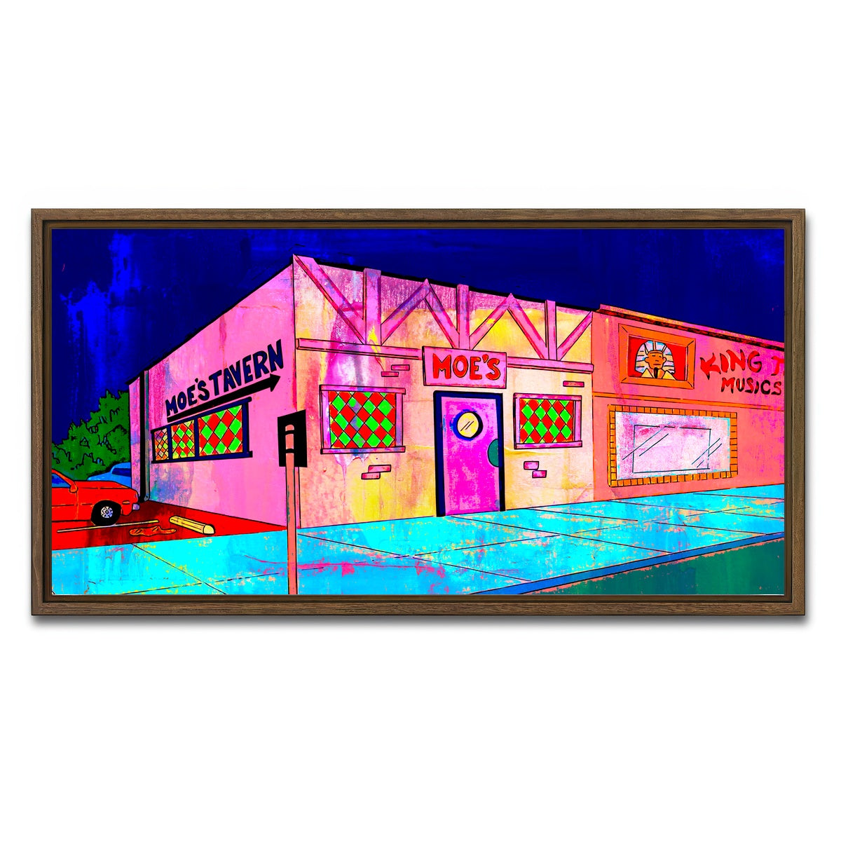 AUTO-MOCKUP WHITE | Moe's Tavern | 1 Piece | Walnut Framed Canvas | group=2x1