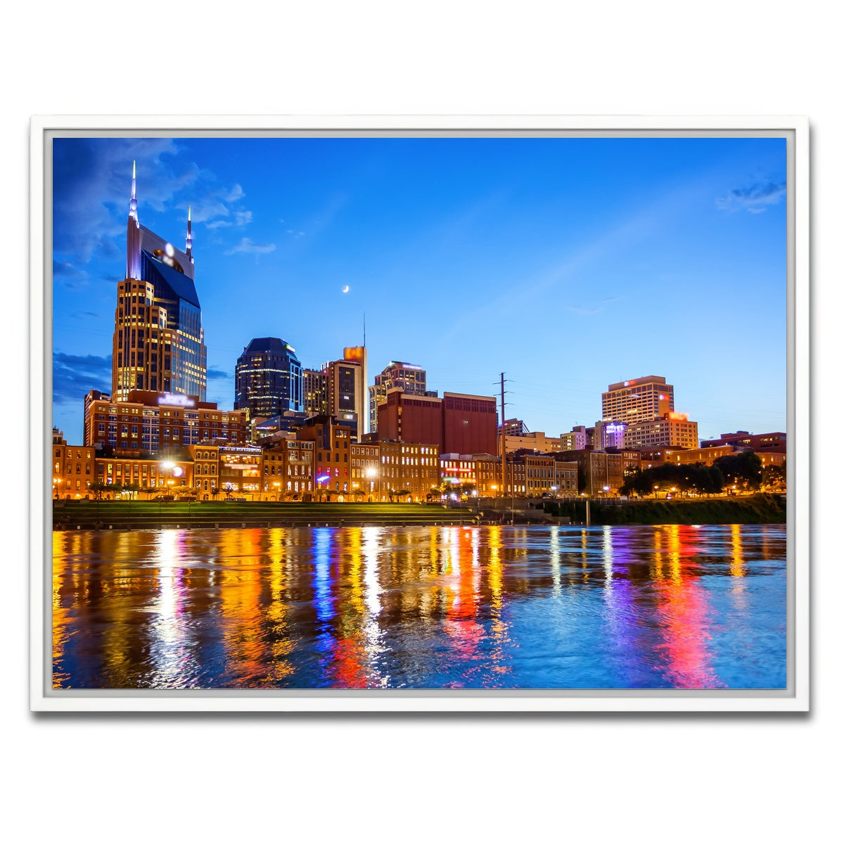 AUTO-MOCKUP WHITE | Nashville Skyline Cumberland River | 1 Piece | White Framed Canvas | group=4x3