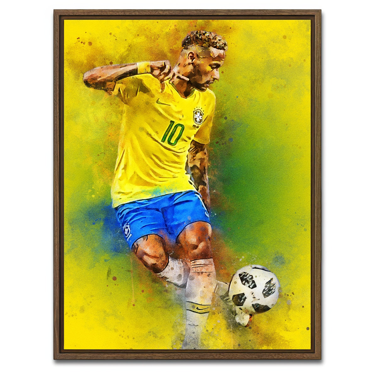 AUTO-MOCKUP WHITE | Neymar Jr | 1 Piece | Walnut Framed Canvas | group=3x4