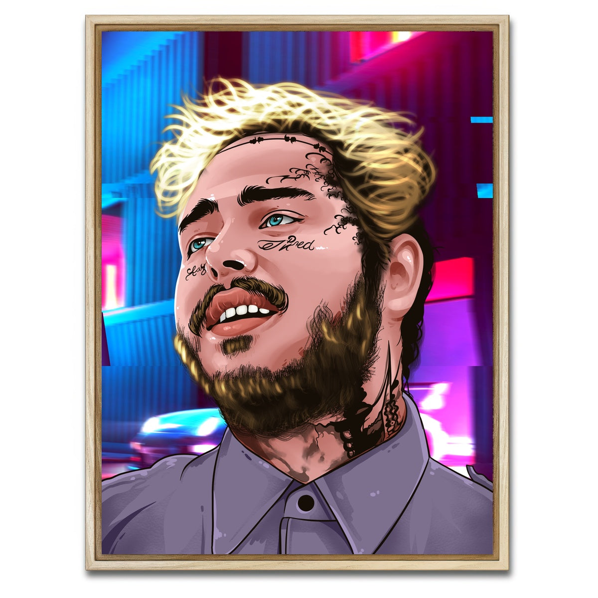 AUTO-MOCKUP WHITE | Post Malone Retro | 1 Piece | Natural Framed Canvas | group=3x4