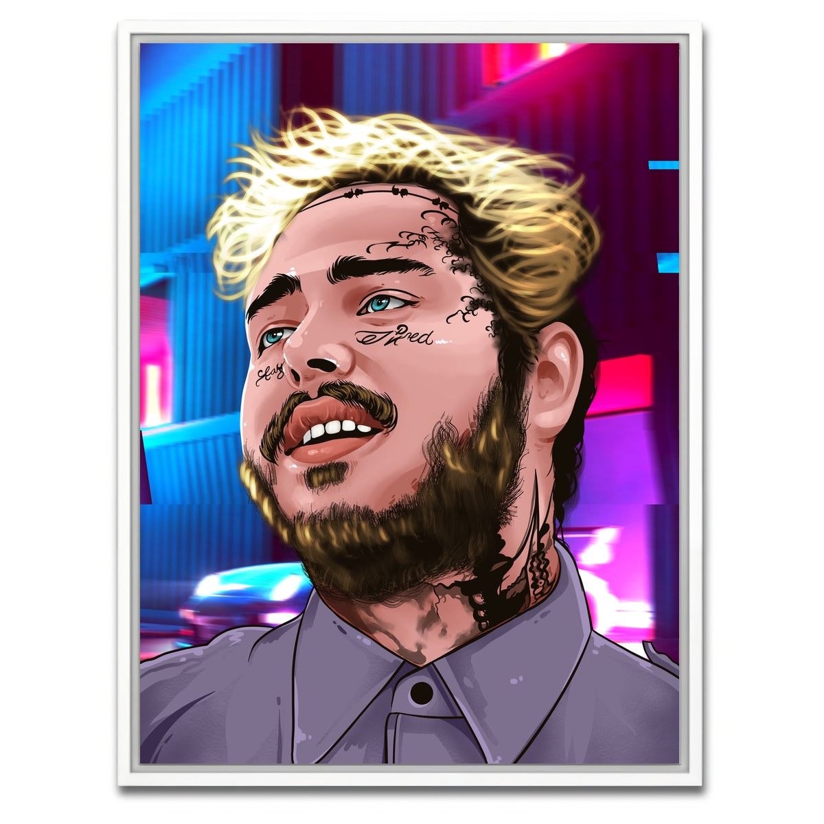 AUTO-MOCKUP WHITE | Post Malone Retro | 1 Piece | White Framed Canvas | group=3x4