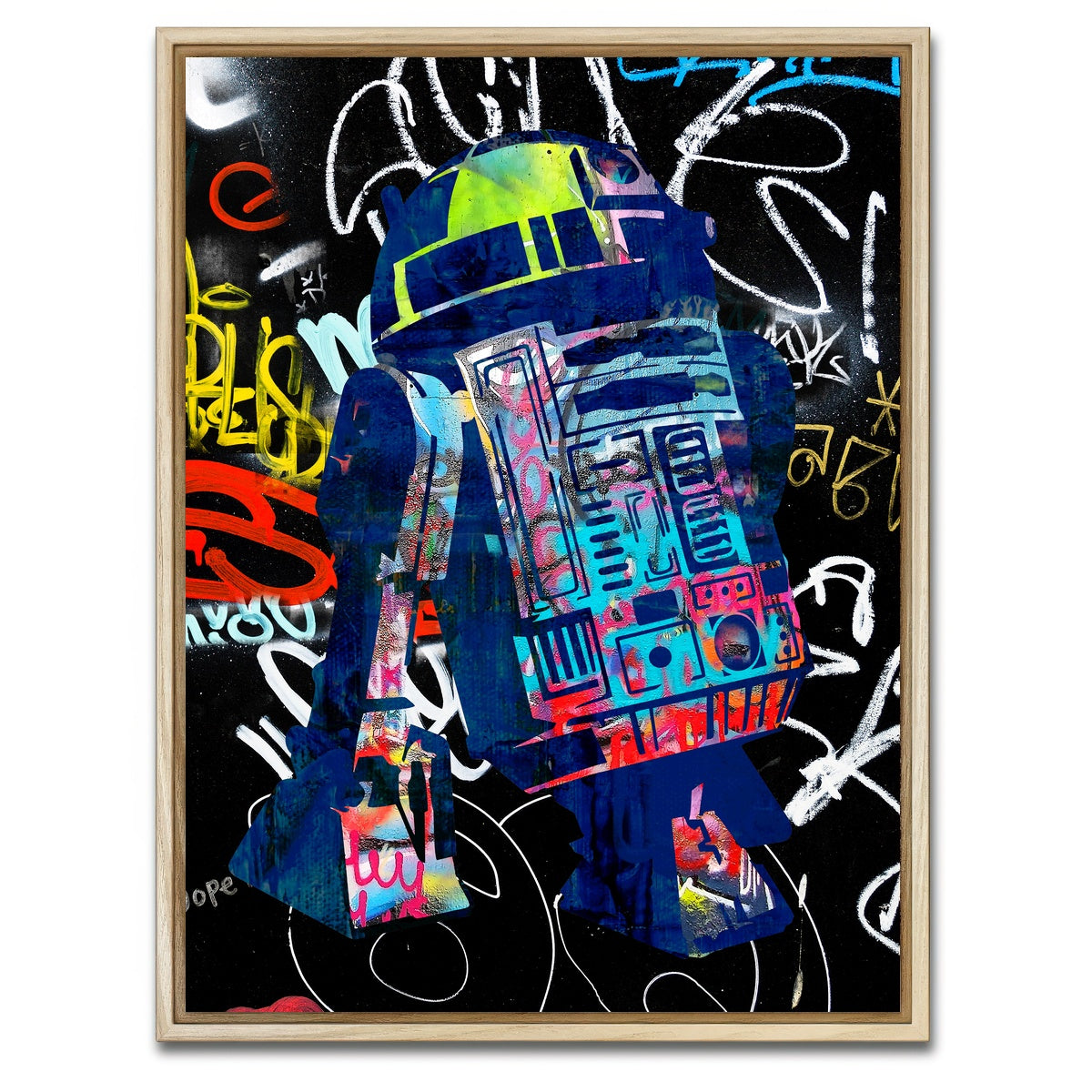 AUTO-MOCKUP WHITE | R2D2 Graffiti | 1 Piece | Natural Framed Canvas | group=3x4