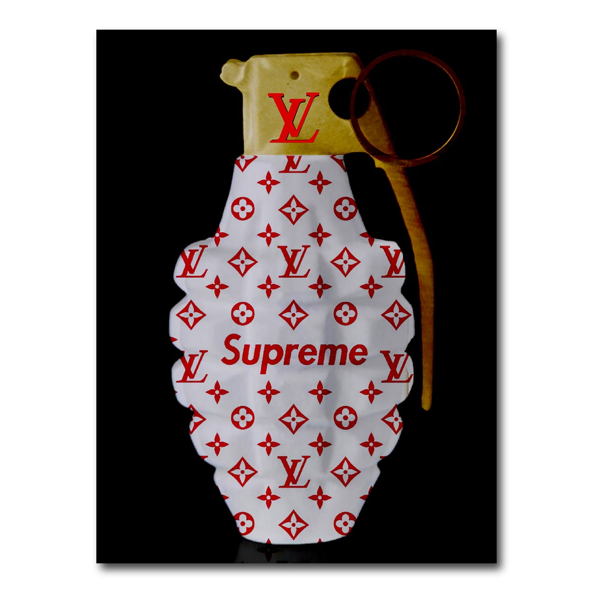 AUTO-MOCKUP WHITE | Red White Gold LV Grenade | 1 Piece | Gallery Wrap Canvas | group=3x4