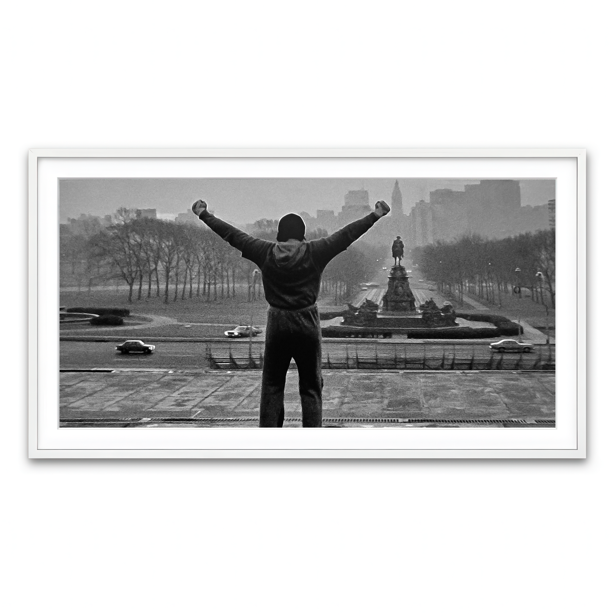 Framed Print 2x1 White