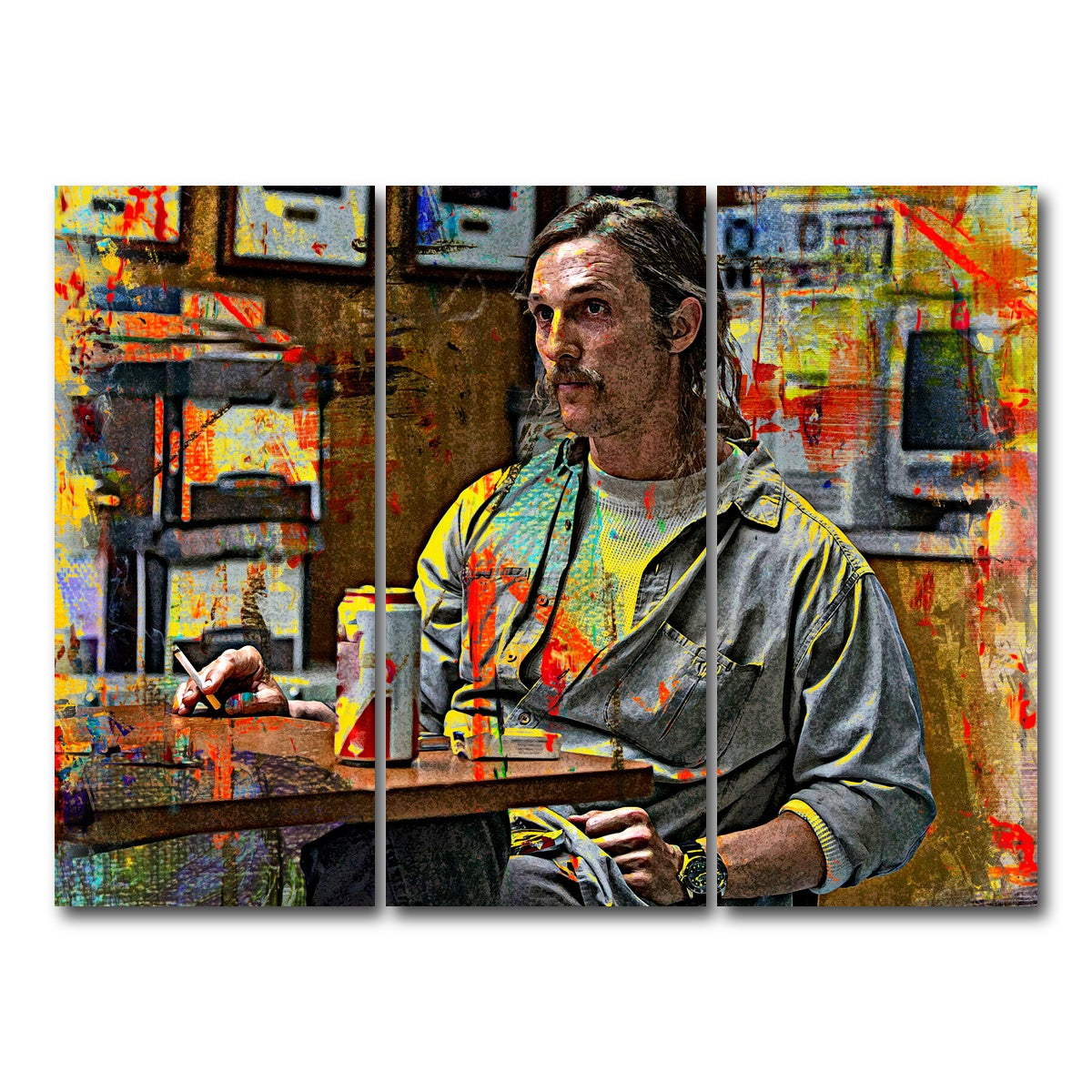 AUTO-MOCKUP WHITE | Rustin Cohle | 3 Piece | Gallery Wrap Canvas | group=8x18