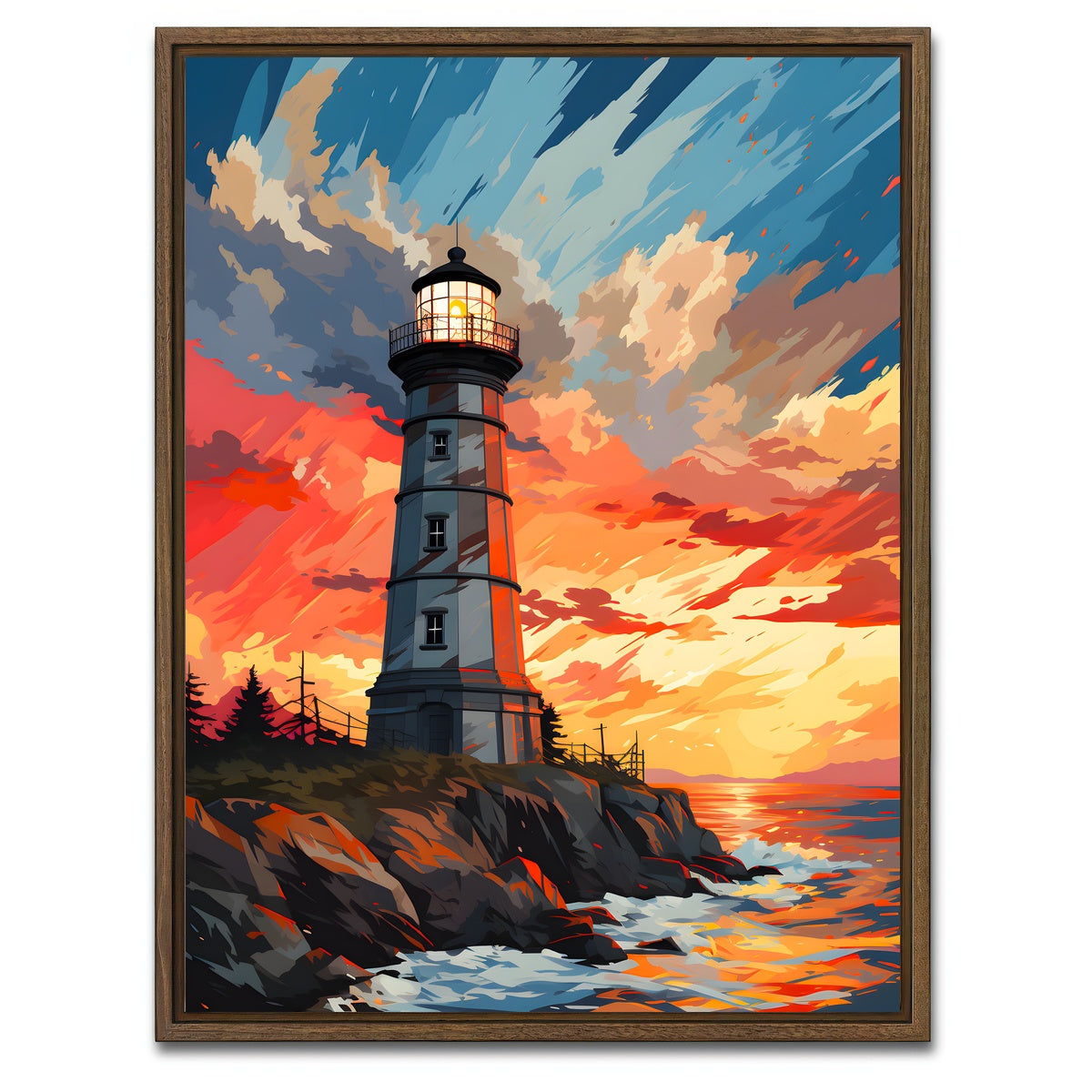 AUTO-MOCKUP WHITE | Scotland - Corsewall Lighthouse | 1 Piece | Walnut Framed Canvas | group=3x4
