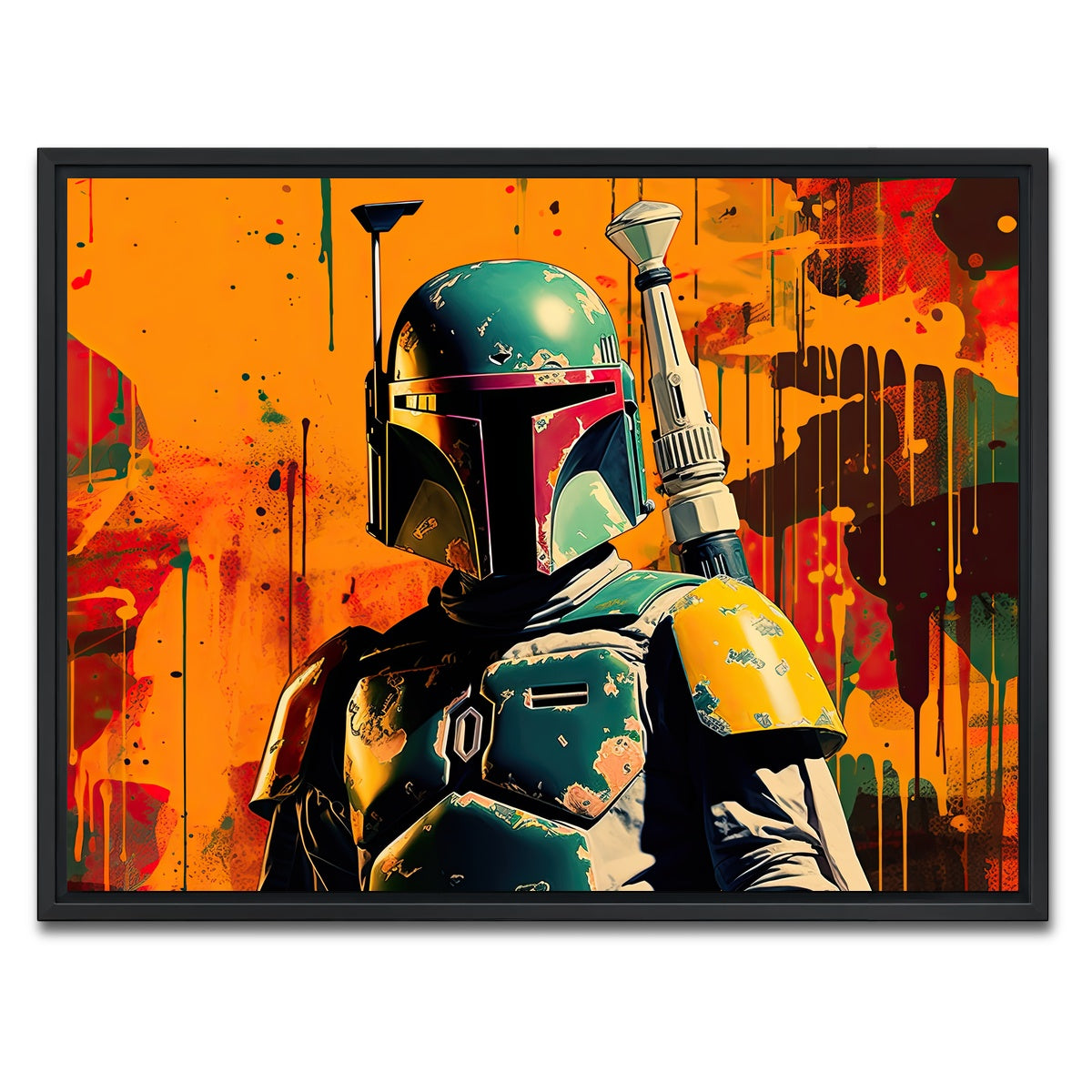 AUTO-MOCKUP WHITE | Star wars Fett | 1 Piece | Black Framed Canvas | group=4x3