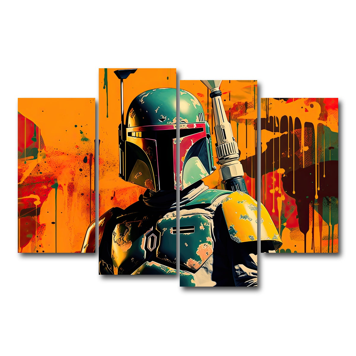 AUTO-MOCKUP WHITE | Star wars Fett | 4 Piece | Gallery Wrap Canvas | group=4_short