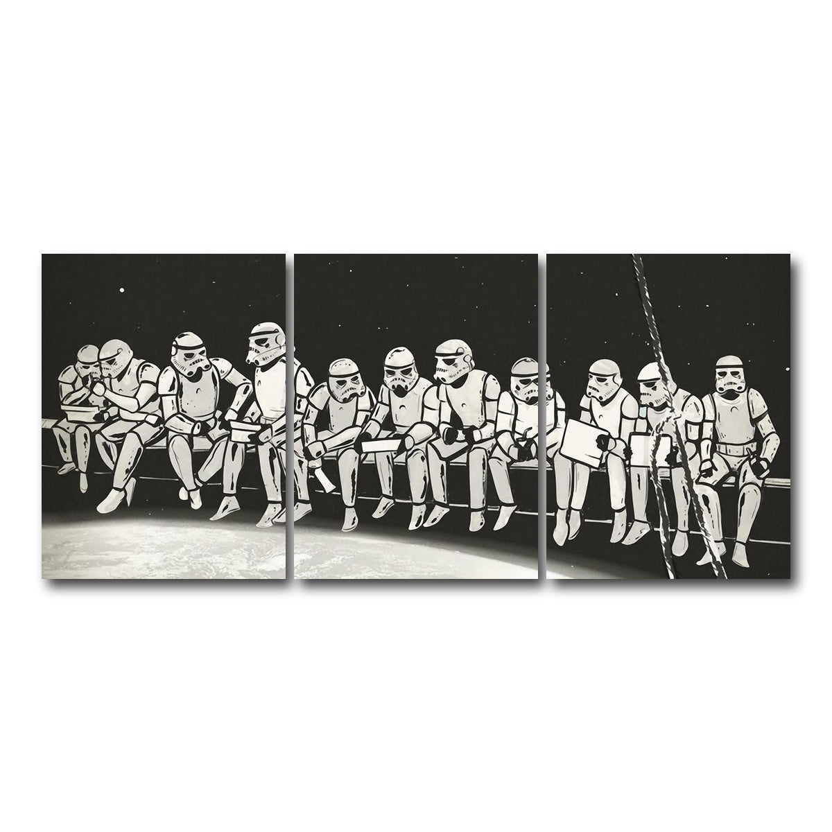 AUTO-MOCKUP WHITE | Storm Trooper Lunch on a Skyscraper | 3 Piece | Gallery Wrap Canvas | group=18x24