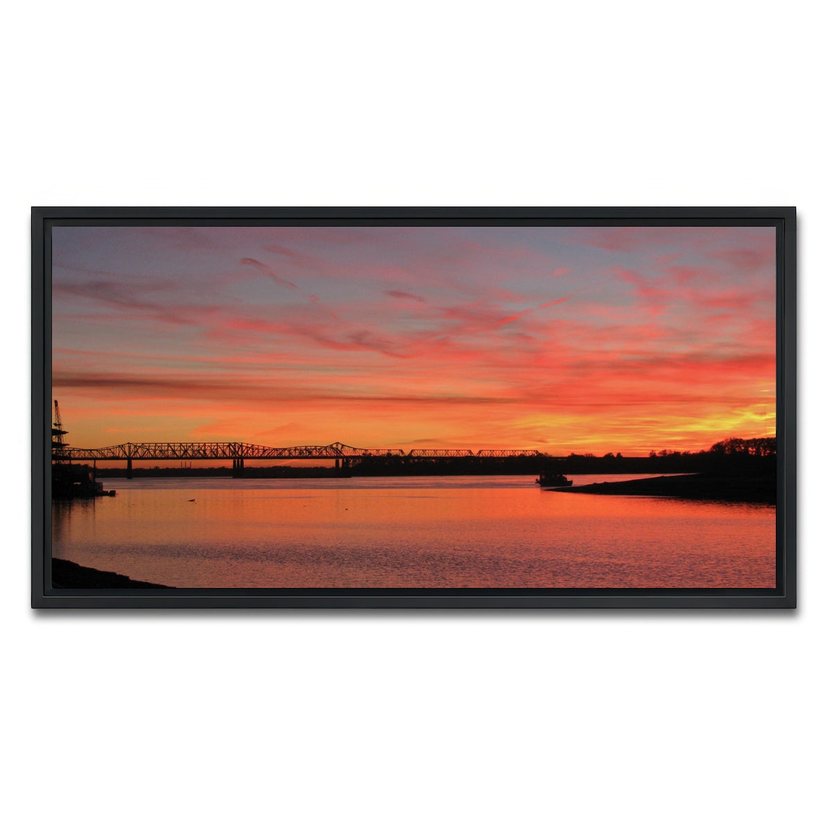 AUTO-MOCKUP WHITE | Sunset Mississippi River in Memphis | 1 Piece | Black Framed Canvas | group=2x1