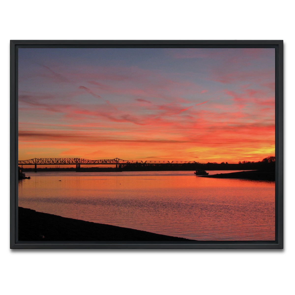 AUTO-MOCKUP WHITE | Sunset Mississippi River in Memphis | 1 Piece | Black Framed Canvas | group=4x3