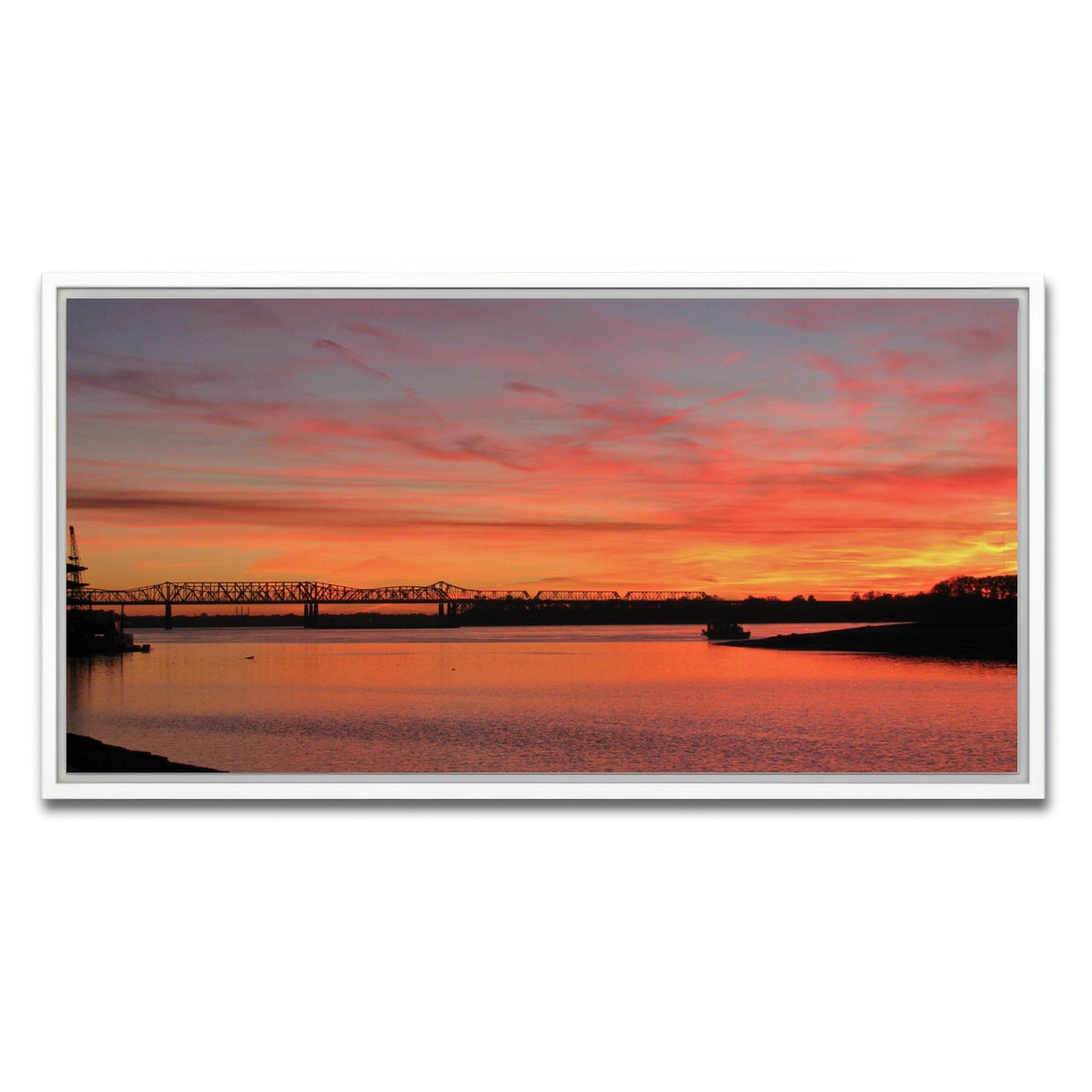 AUTO-MOCKUP WHITE | Sunset Mississippi River in Memphis | 1 Piece | White Framed Canvas | group=2x1