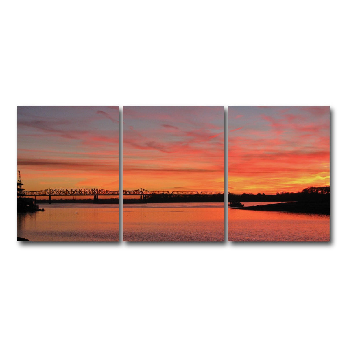 AUTO-MOCKUP WHITE | Sunset Mississippi River in Memphis | 3 Piece | Gallery Wrap Canvas | group=18x24