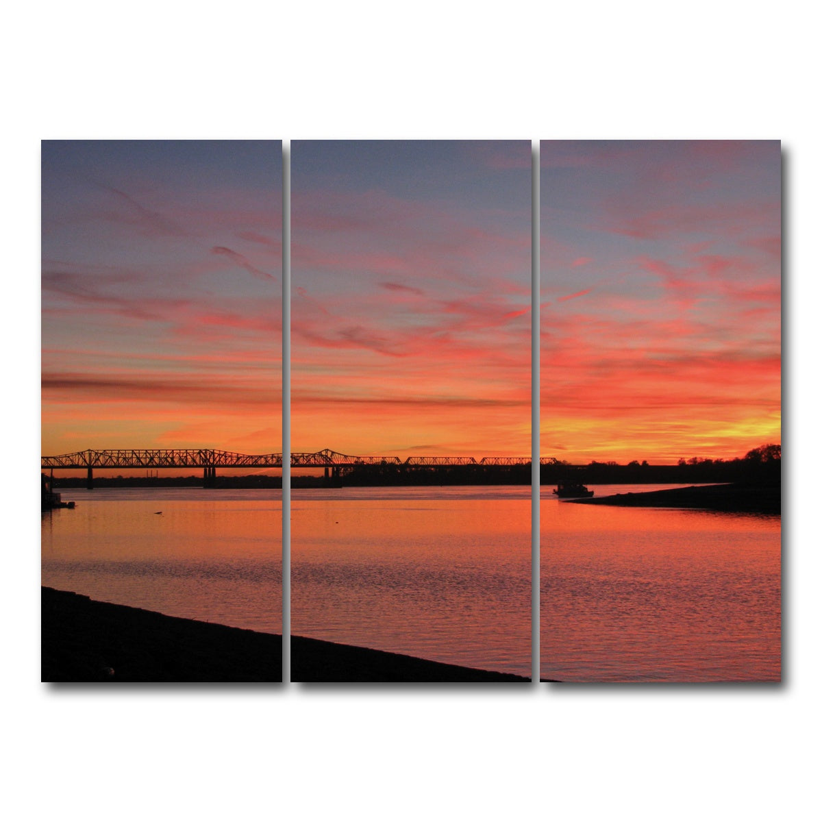 AUTO-MOCKUP WHITE | Sunset Mississippi River in Memphis | 3 Piece | Gallery Wrap Canvas | group=8x18