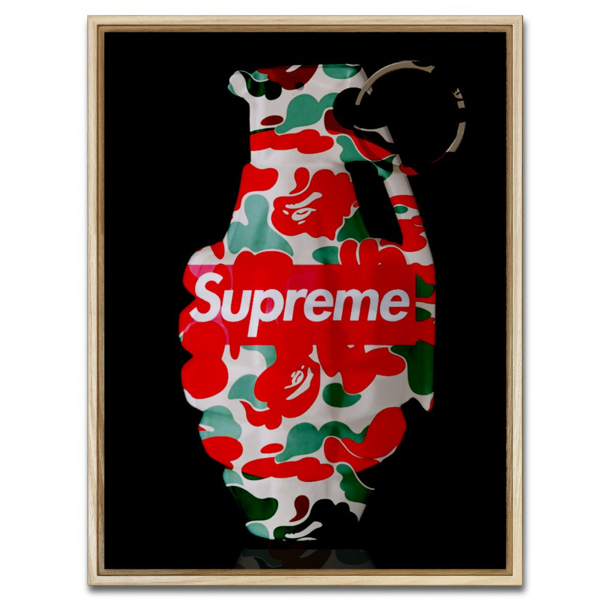 AUTO-MOCKUP WHITE | Supreme Camo LV Grenade | 1 Piece | Natural Framed Canvas | group=3x4