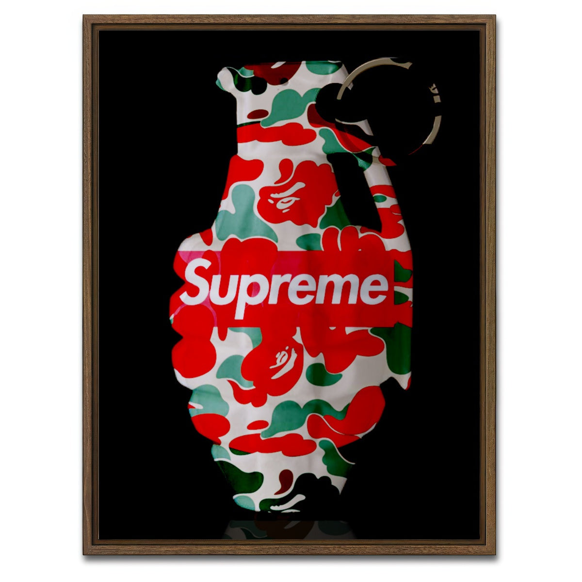 AUTO-MOCKUP WHITE | Supreme Camo LV Grenade | 1 Piece | Walnut Framed Canvas | group=3x4