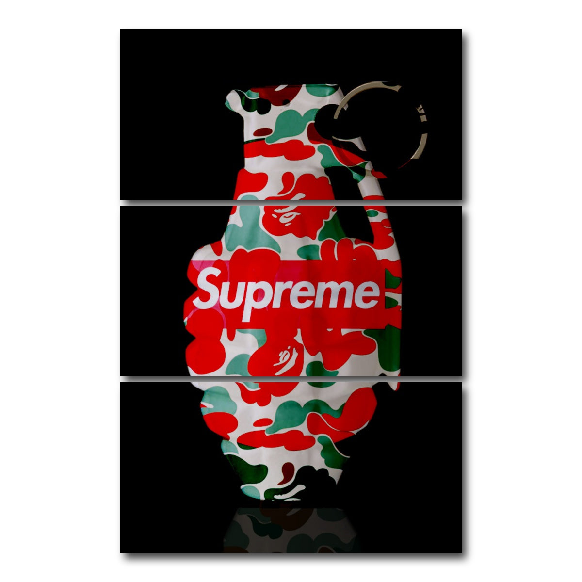 AUTO-MOCKUP WHITE | Supreme Camo LV Grenade | 3 Piece | Gallery Wrap Canvas | group=12x24_stacked