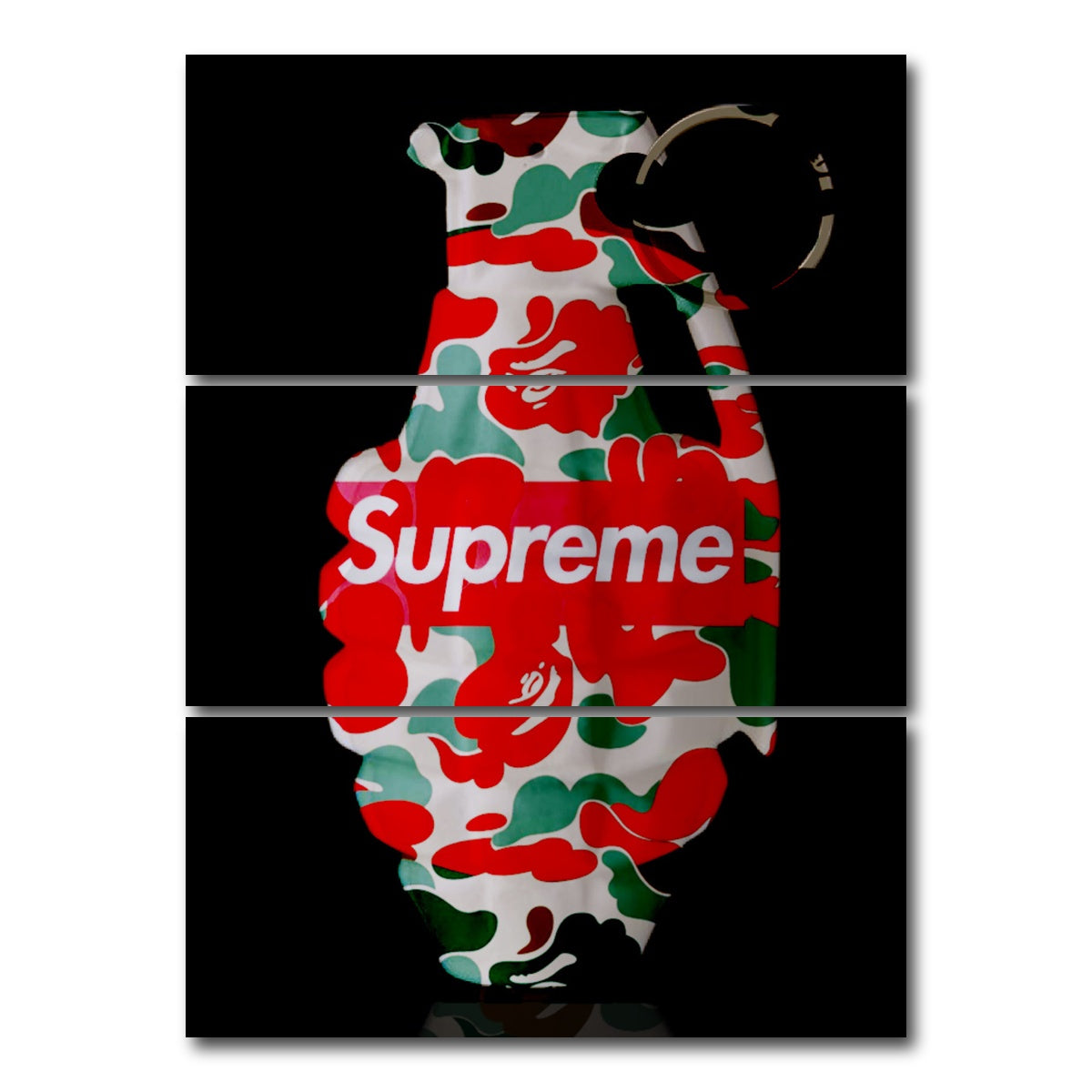 AUTO-MOCKUP WHITE | Supreme Camo LV Grenade | 3 Piece | Gallery Wrap Canvas | group=8x18_stacked