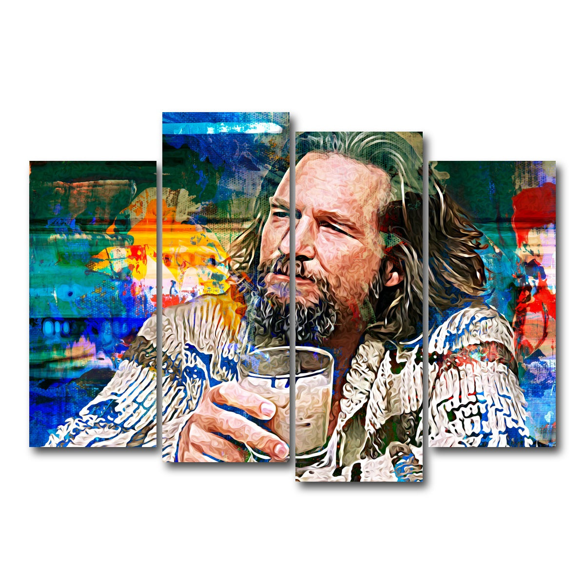 AUTO-MOCKUP WHITE | The Dude Vintage Blue | 4 Piece | Gallery Wrap Canvas | group=4_normal