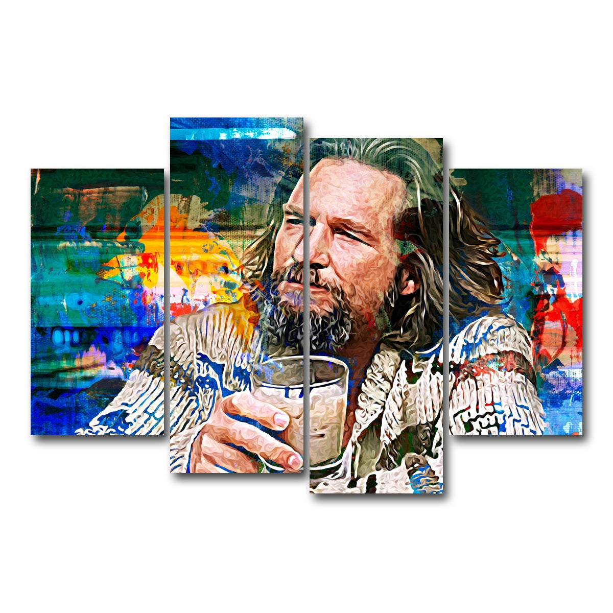 AUTO-MOCKUP WHITE | The Dude Vintage Blue | 4 Piece | Gallery Wrap Canvas | group=4_short