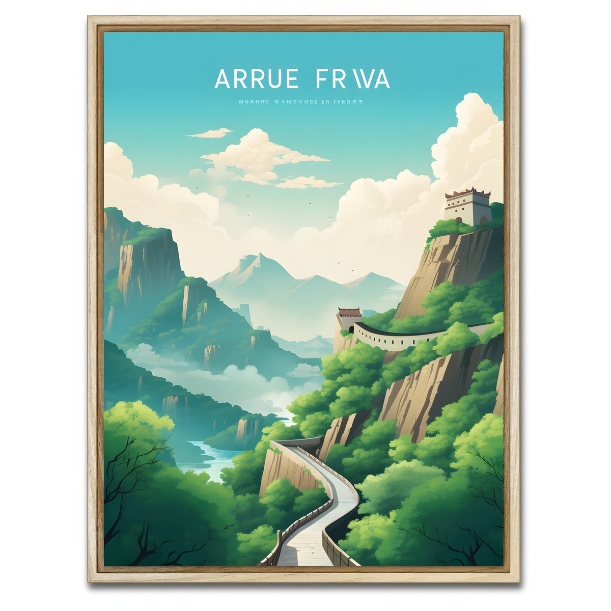 AUTO-MOCKUP WHITE | The Great Wall of China | 1 Piece | Natural Framed Canvas | group=3x4