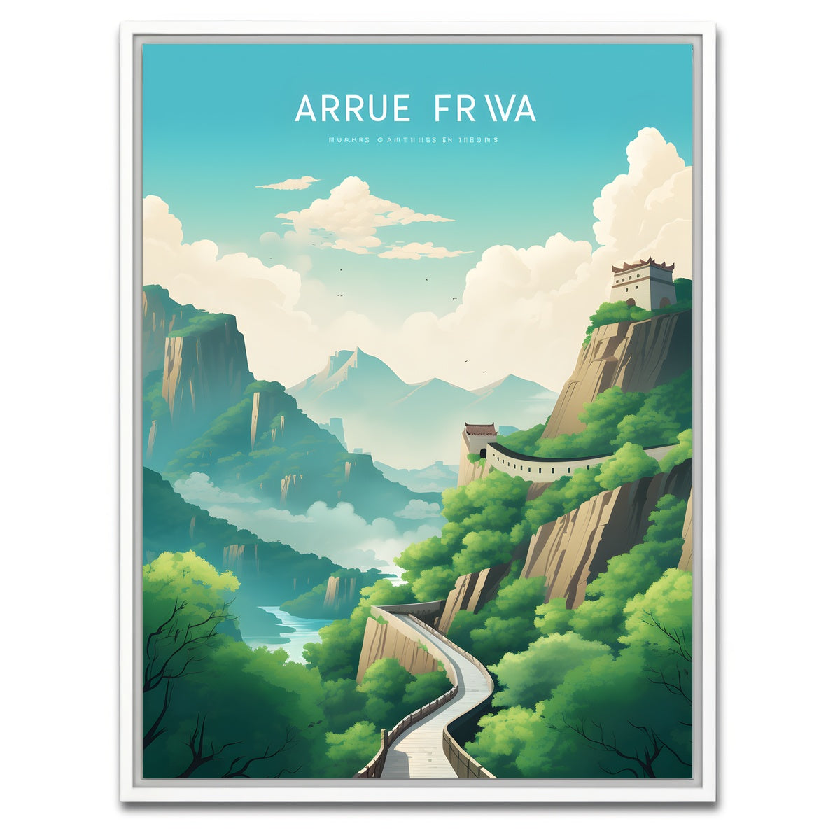 AUTO-MOCKUP WHITE | The Great Wall of China | 1 Piece | White Framed Canvas | group=3x4