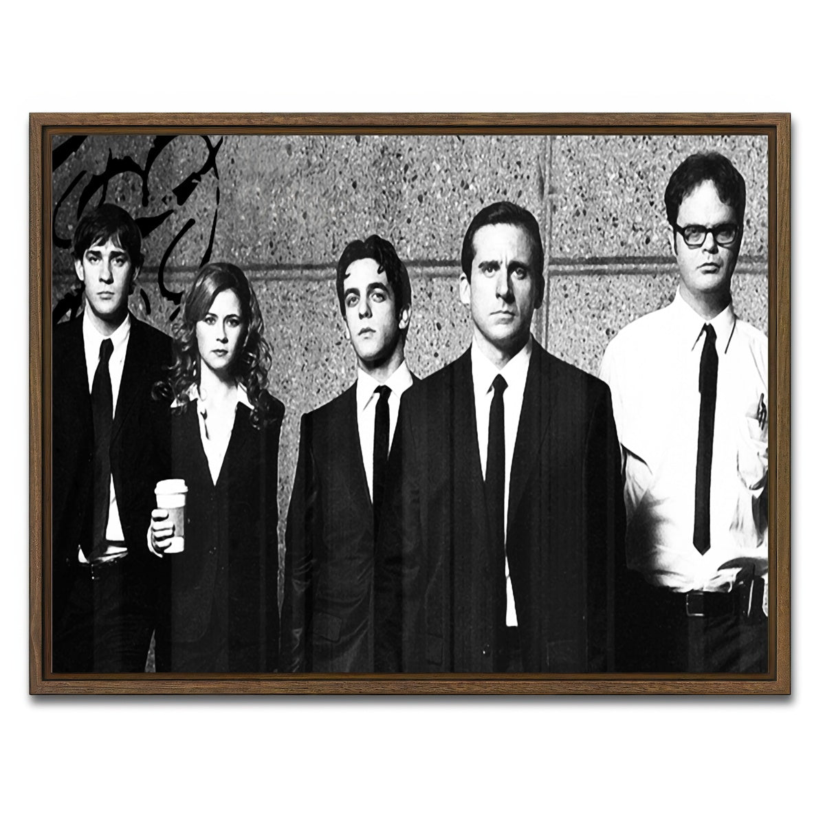 AUTO-MOCKUP WHITE | The Office Grayscale | 1 Piece | Walnut Framed Canvas | group=4x3